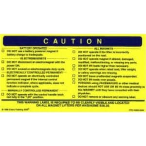 Required ANSI/ASME MAGNET Below-The-Hook Device Warning Decal