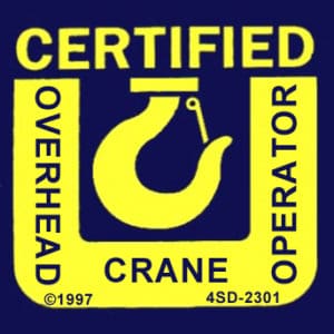 Certified Overhead Crane Operator Hard Hat Decal