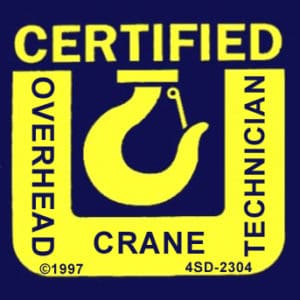 Certified Overhead Crane Technician Hard Hat Decal